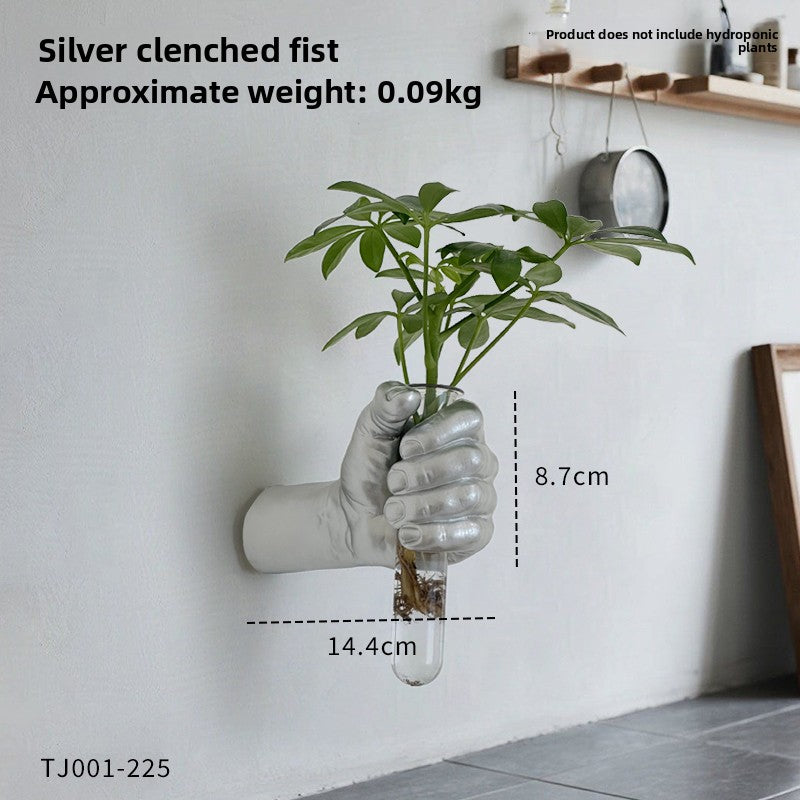 Golden Hand-Held Glass Vase Wall Hanging Decor