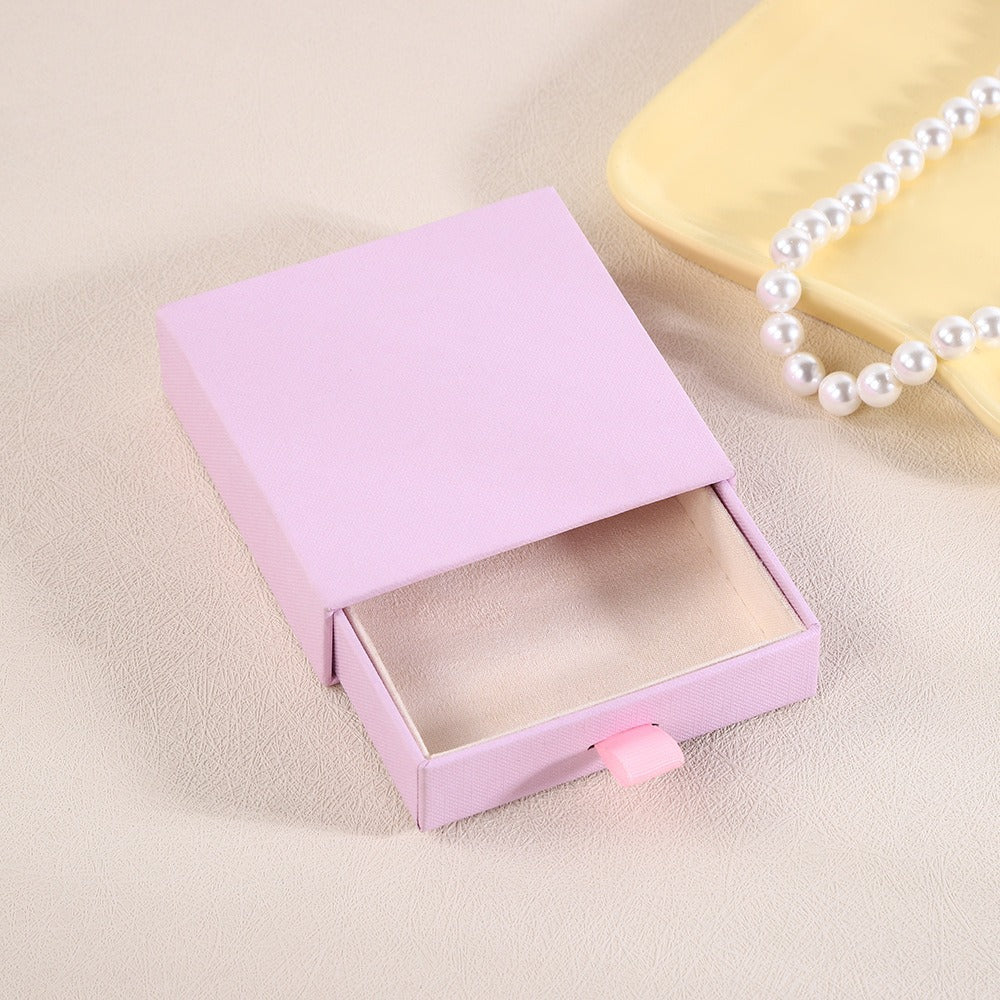 Solid Color Drawer Jewelry Storage Box with Velvet Lining for Earrings Rings Necklaces