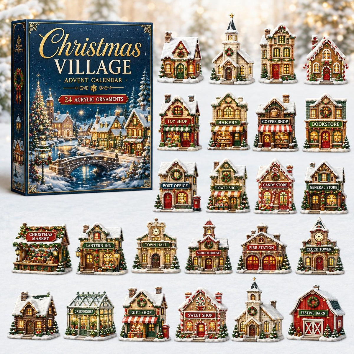 Christmas Advent Calendar Acrylic Blind Box Decoration Collectible Toy