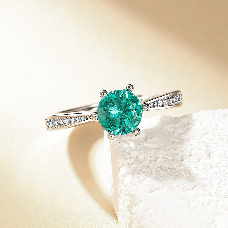 Six-Claw Simulated Diamond Ring