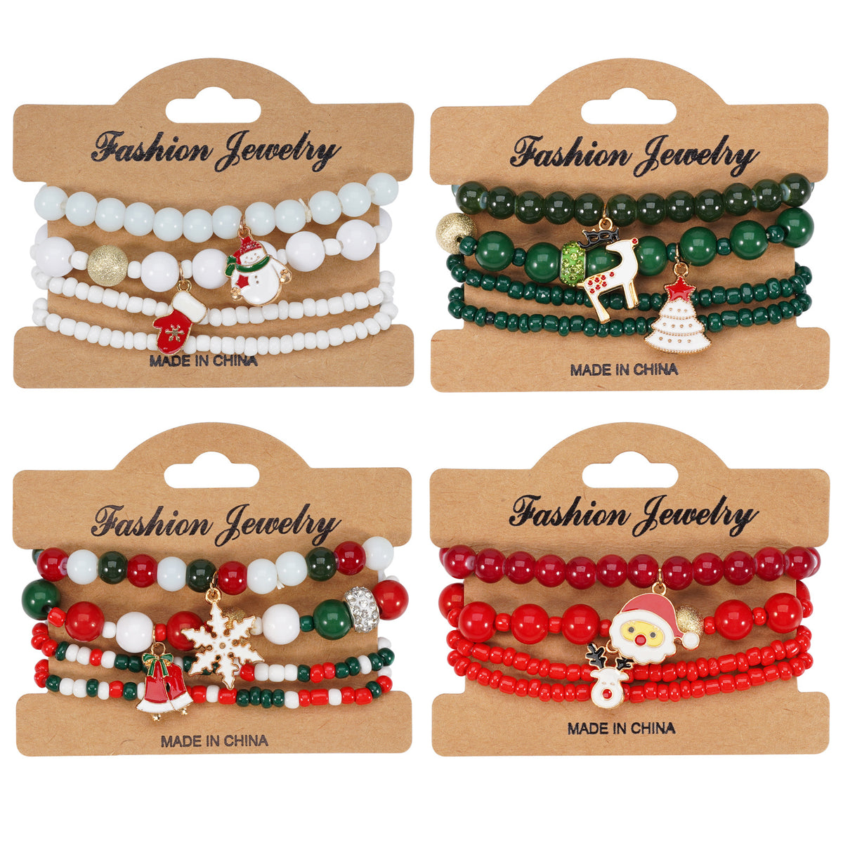 Christmas Elastic Bracelet with Holiday Charms
