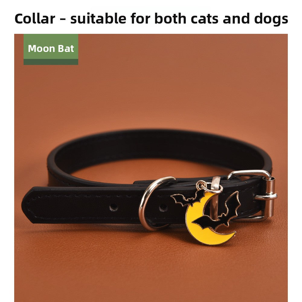 Halloween Pumpkin Lantern Pu Leather Dog Collar