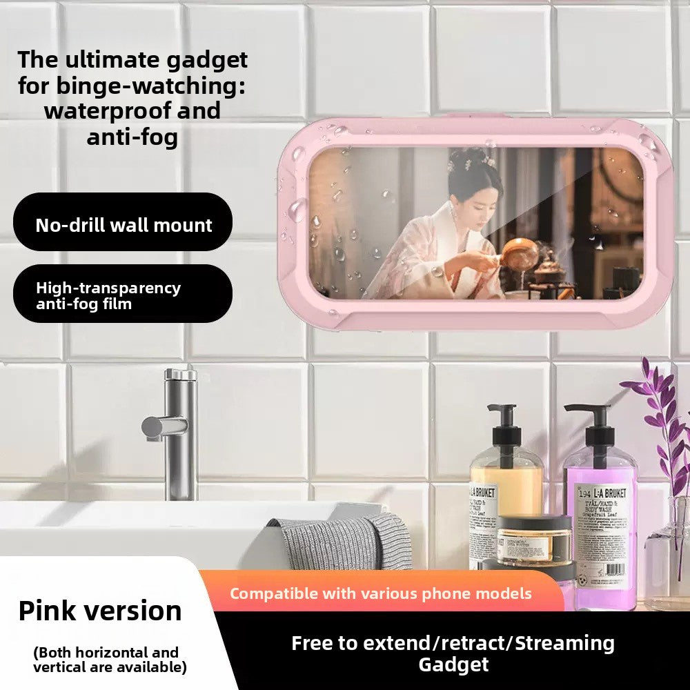 360° Rotatable Waterproof Wall-Mounted Phone Holder with Telescopic Stand