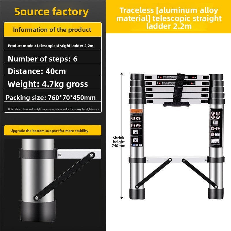 Stainless steel single-sided telescopic folding ladder