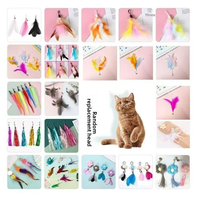 Interactive Cat Teaser Stick with Feather Head
