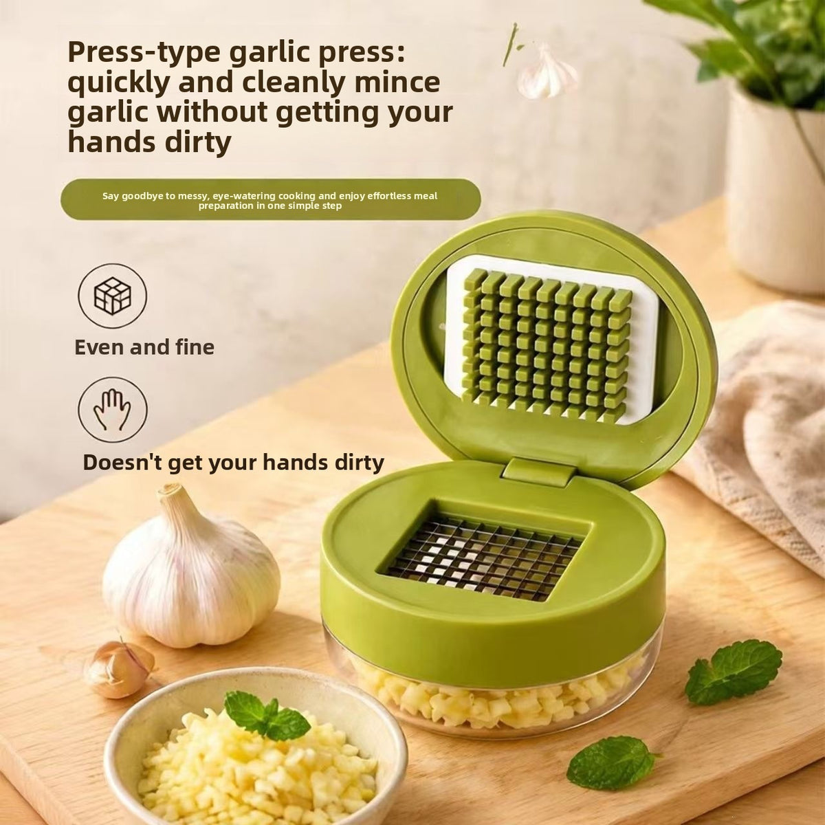 Stainless Steel Manual Garlic Press Crusher Mincer Kitchen Tool