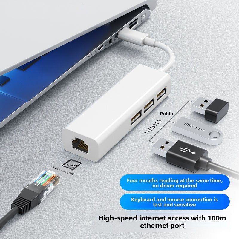 Type-C to RJ45 USB Network Adapter with Hub