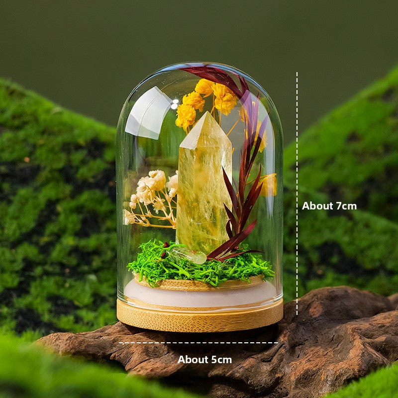 Handmade Crystal Bonsai with Glass Dome