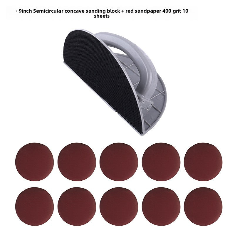 Semi-Circular Corner Sandpaper Holder with Self-Adhesive Base