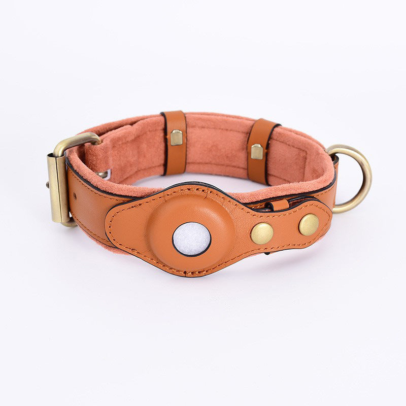 Adjustable Suede Dog Collar with Tracker Holder