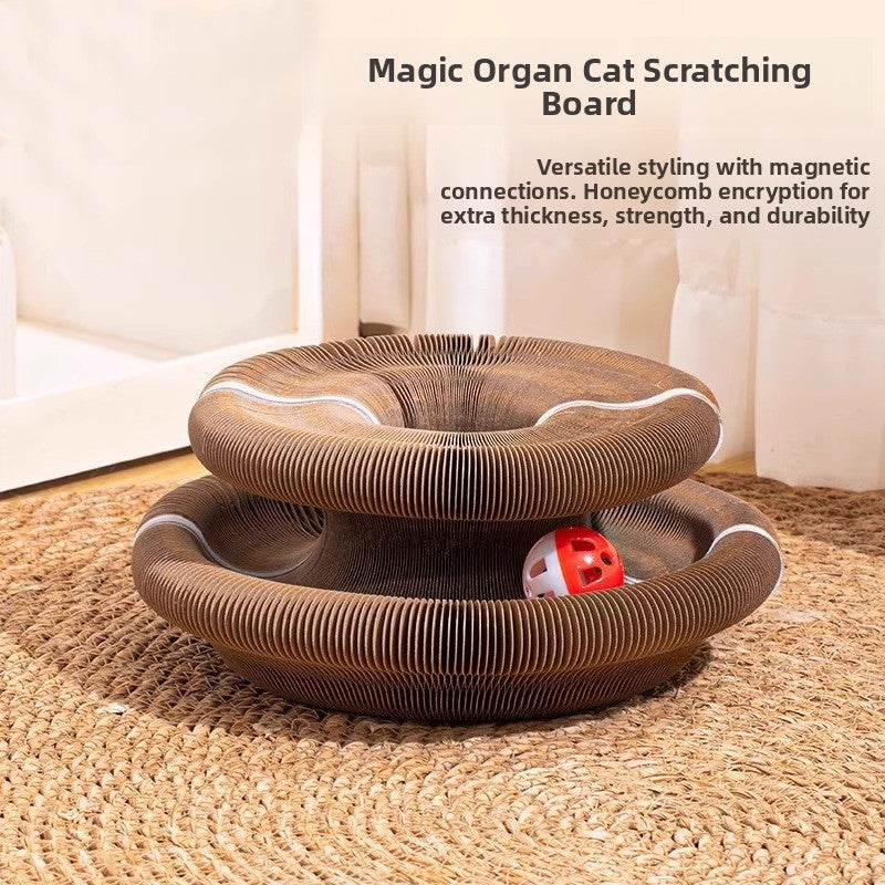 Magic accordion cat scratching board