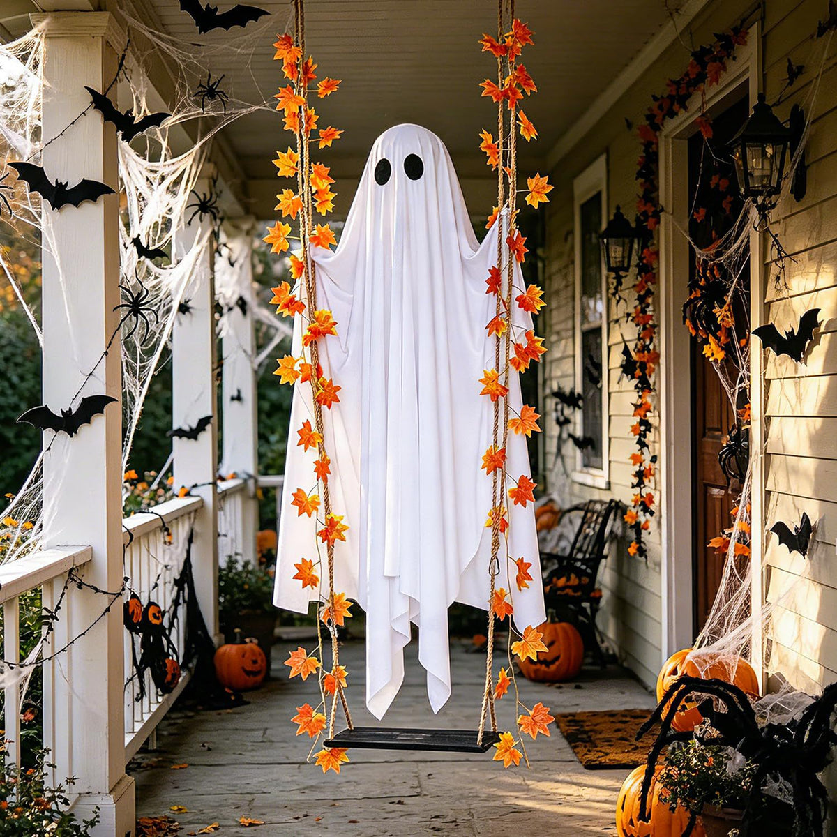 Halloween Maple Leaf Ghost Hanging Decoration for Garden