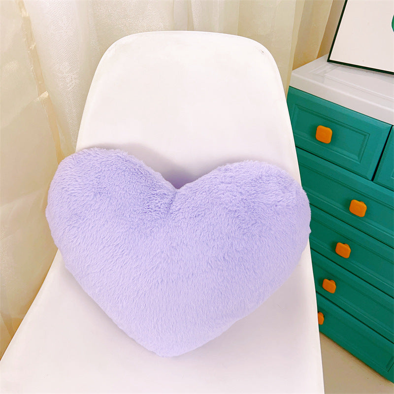 Creative heart-shaped faux rabbit fur throw pillow cushion
