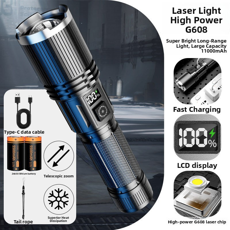 Rechargeable LED Flashlight with LCD Display