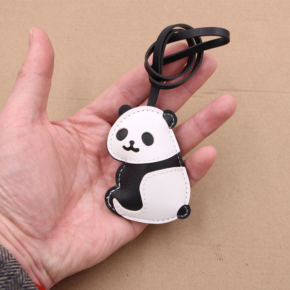 Cute Panda PU Leather Luggage Bag Pendant Charm Decoration Accessories
