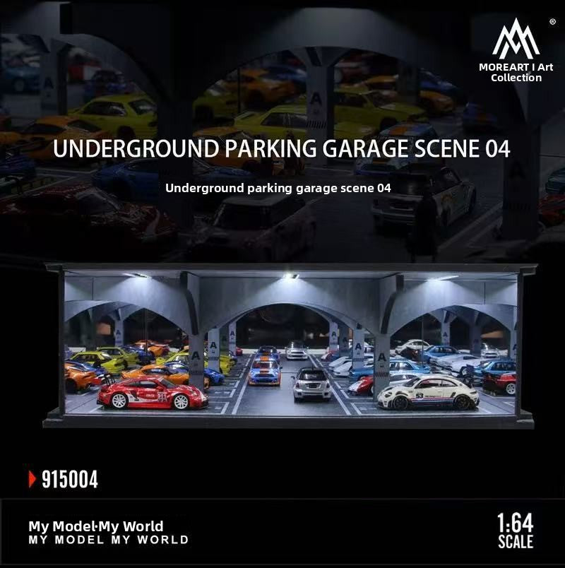 1:64 Scale Underground Parking Garage Model with Lights