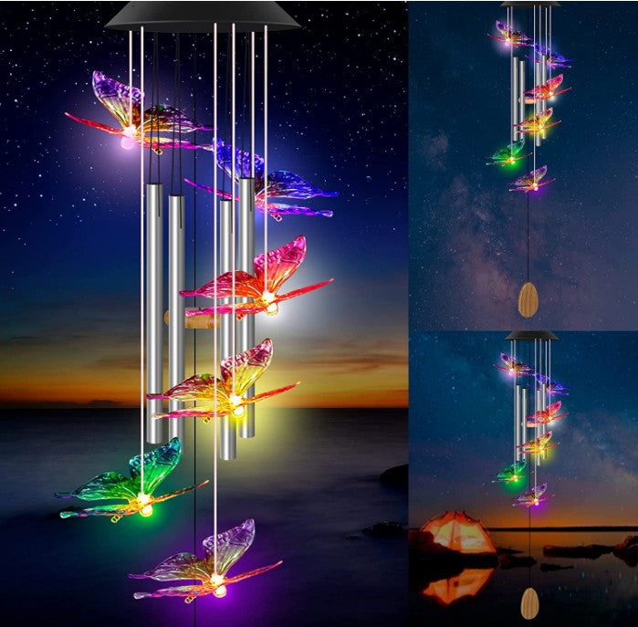 Solar butterfly wind chime lamp