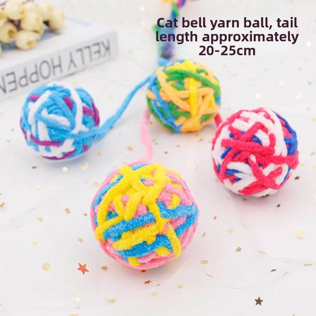 Cat fur wool bell ball