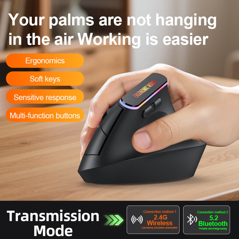 Ergonomic Vertical Wireless Mouse with Silent Click