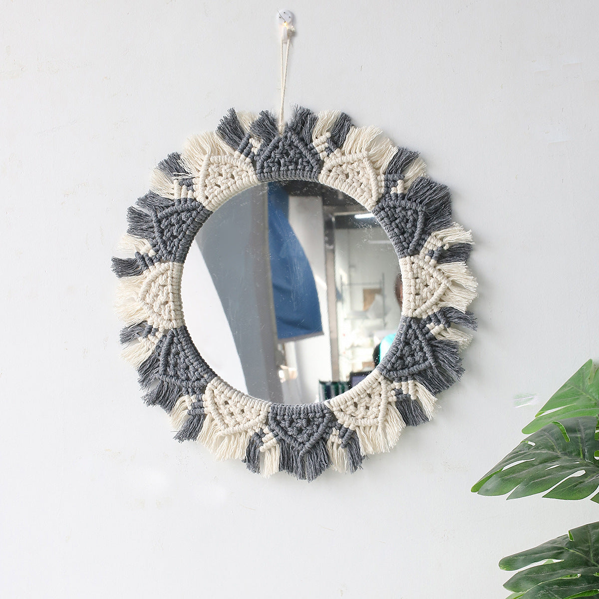Handmade Woven Tassel Wall Decorative Mirror