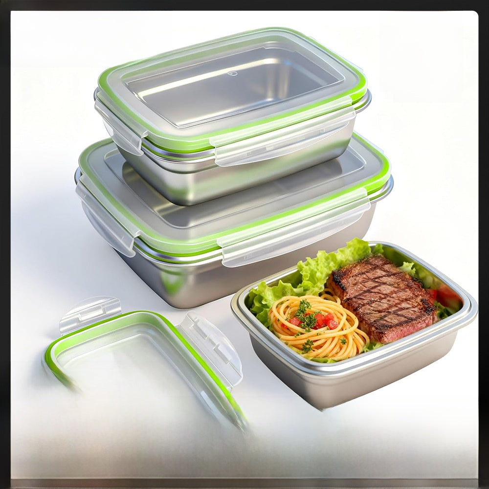 304 Stainless Steel Stackable Food Storage Container with Lid