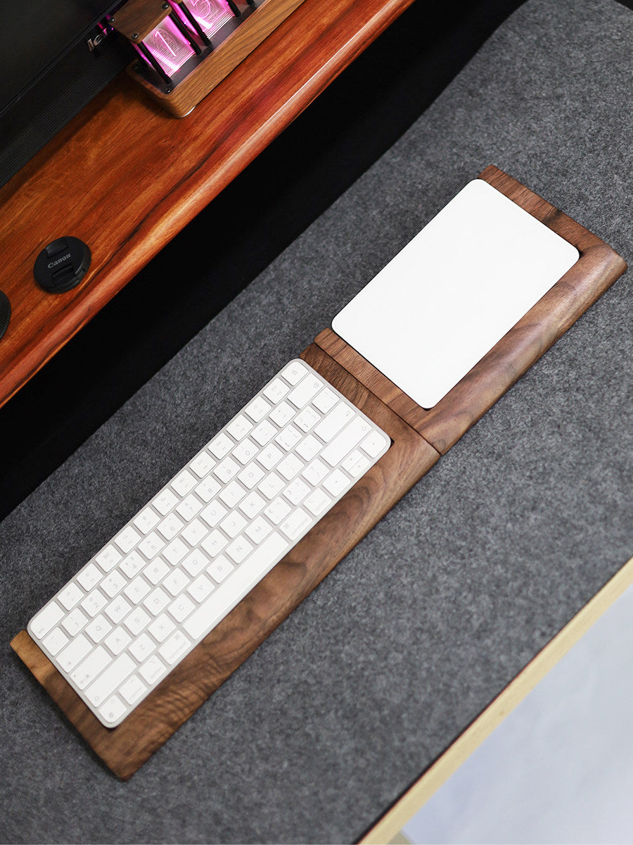 Walnut Wood Keyboard and Touchpad Stand with Wrist Rest