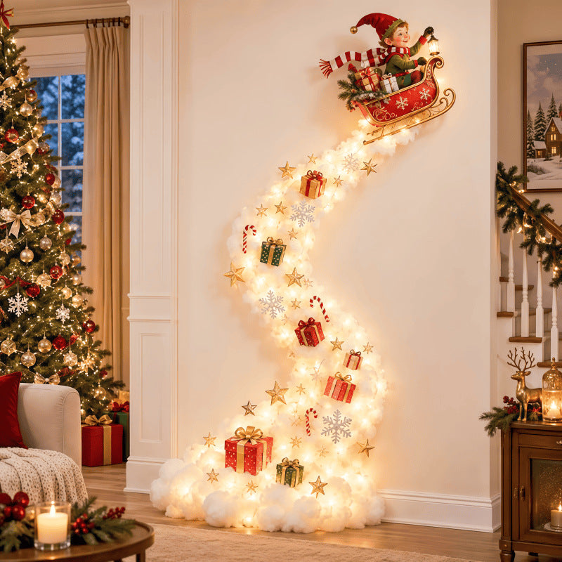 Wooden Christmas Spiral Wall Hanging Decor