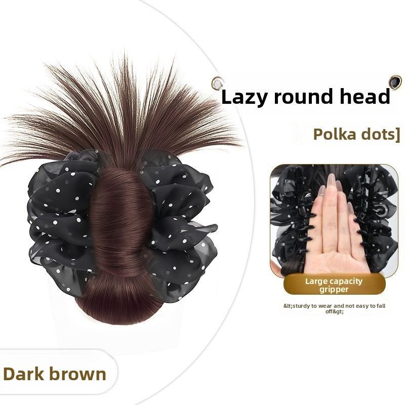 Women's Wig Bun Hair Clip with Feather Flower