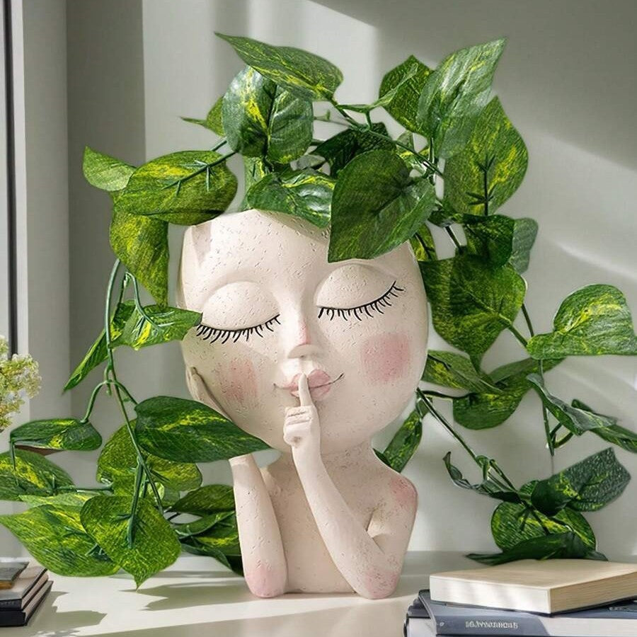 Nordic Resin Vase with Figurine