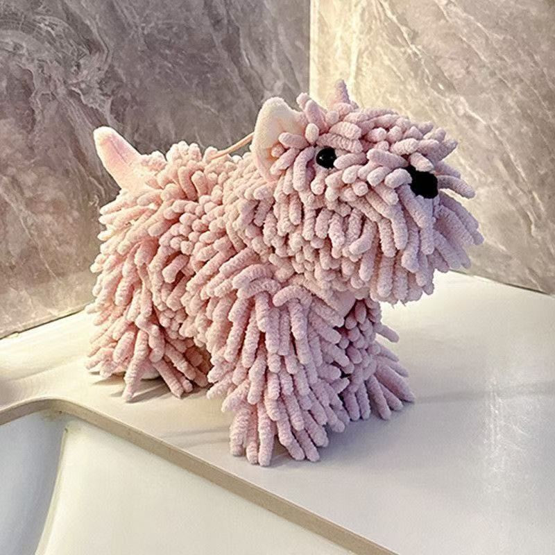 Cute 3D Chenille Doll Hand-Wiping Ball Super Absorbent Hanging Towel for Kitchen Bathroom