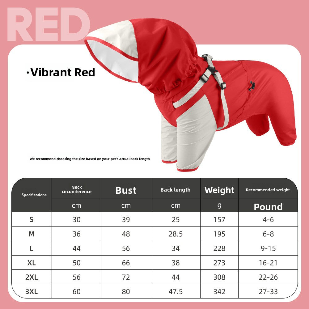 Waterproof Dog Raincoat Four-Legged Windproof Reflective Pet Clothes