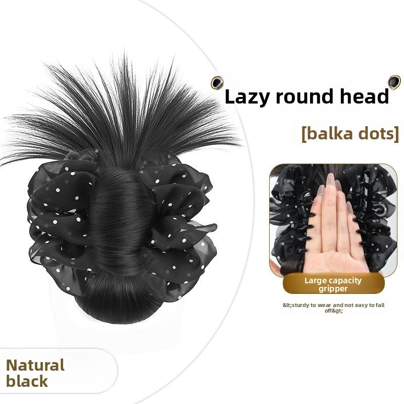 Women's Wig Bun Hair Clip with Feather Flower