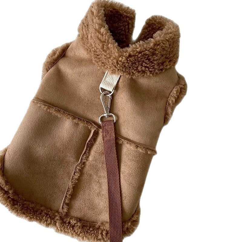 Soft Suede Dog Vest Warm Apparel for Small Pets