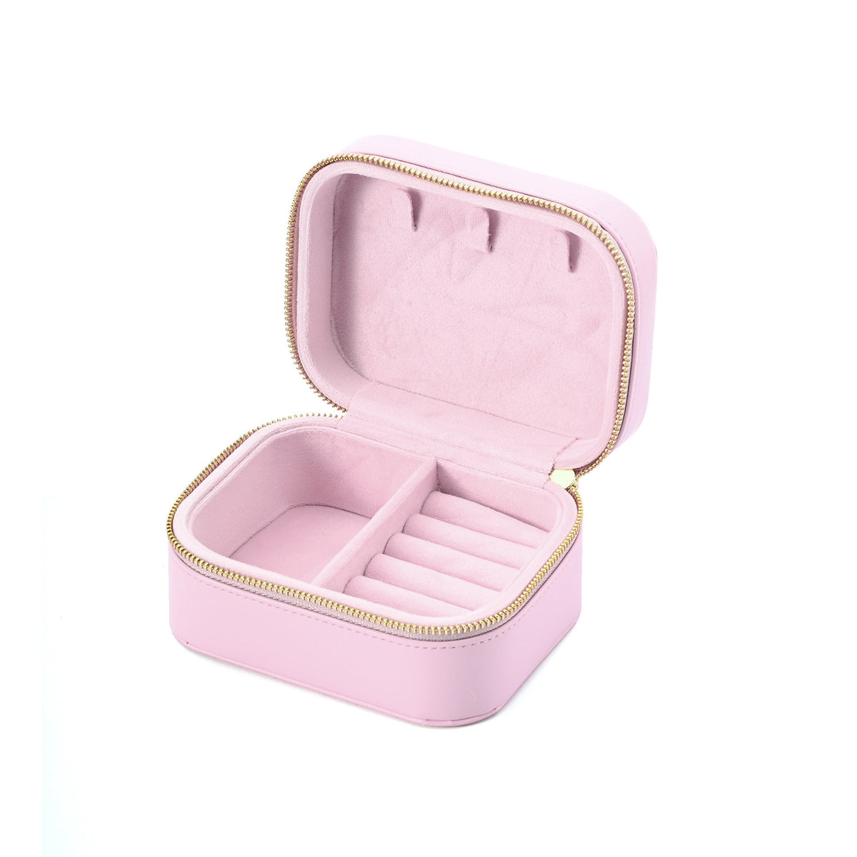 Portable PU Leather Zipper Jewelry Storage Box