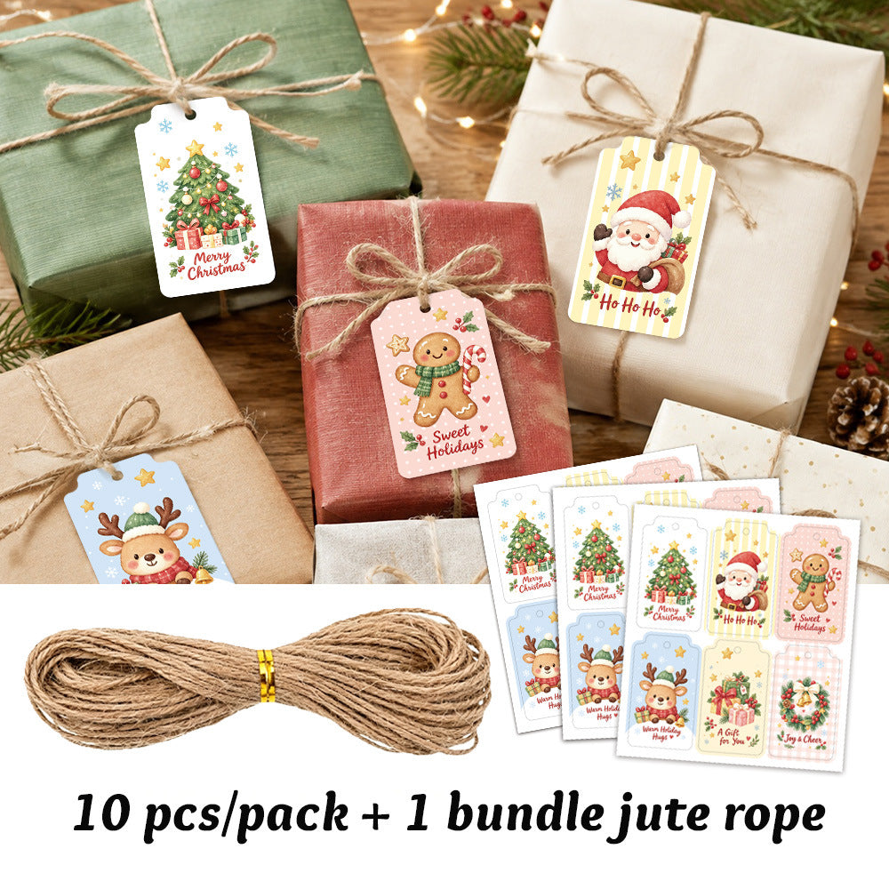 Christmas gift tags 300g coated paper hang tags with natural jute string