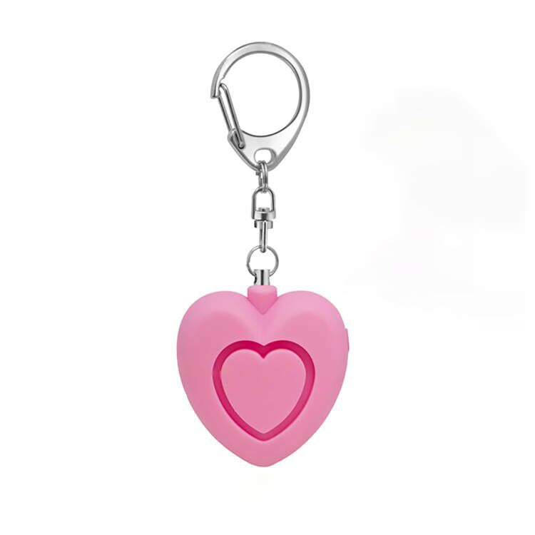 Heart-Shaped 125dB Personal Security Alarm Keychain with LED Light