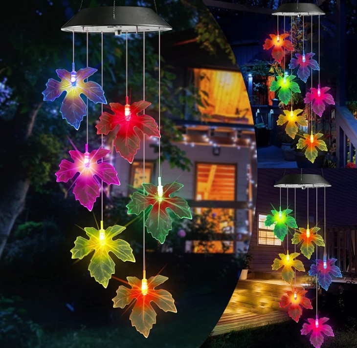 Solar butterfly wind chime lamp