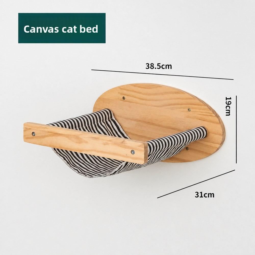 Wall-mounted wooden cat bed