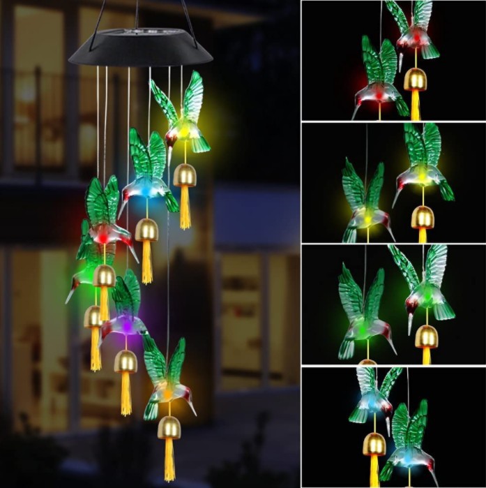 Solar butterfly wind chime lamp