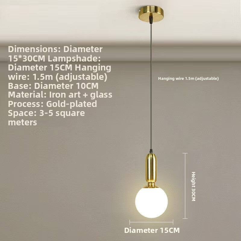 Modern Minimalist Single-Head Glass Hanging Pendant Lamp for Bedroom Corridor