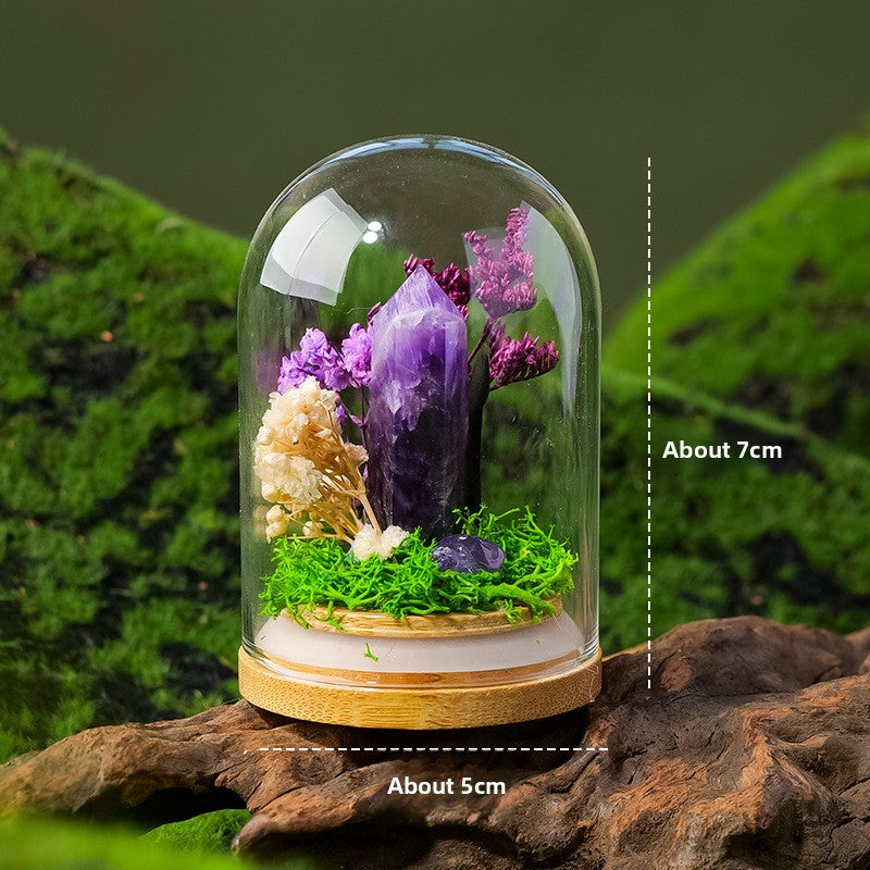 Handmade Crystal Bonsai with Glass Dome