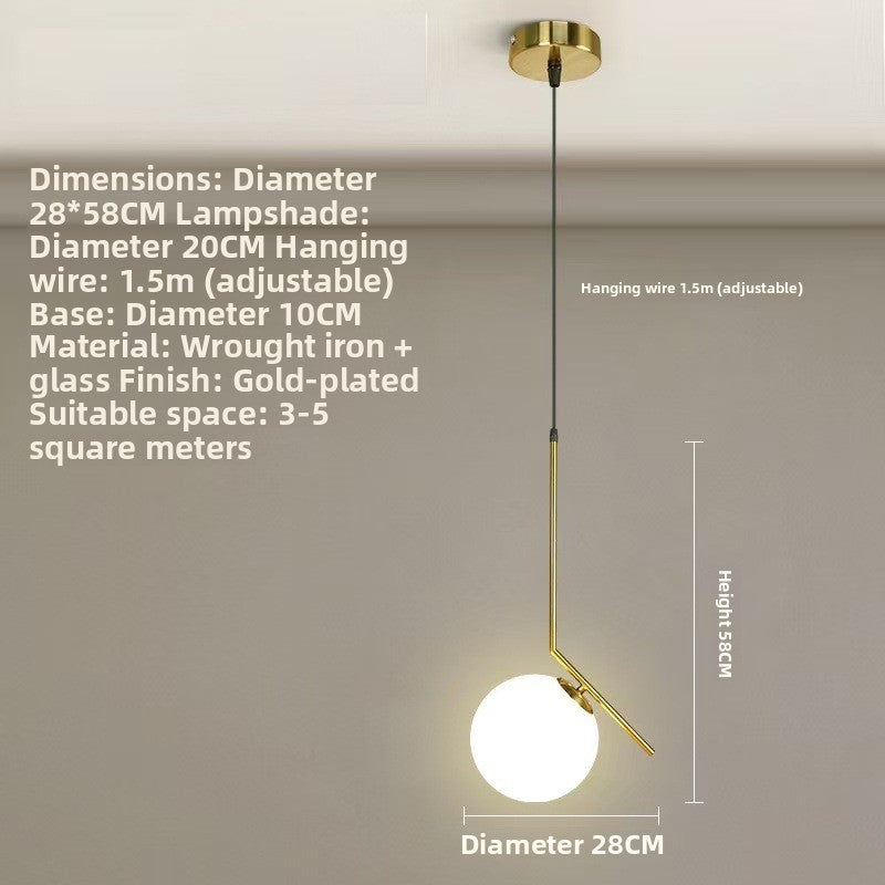 Modern Minimalist Single-Head Glass Hanging Pendant Lamp for Bedroom Corridor