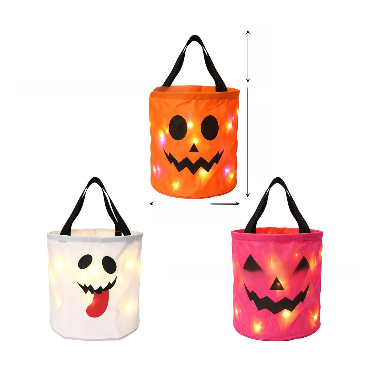 Halloween Glowing Pumpkin Candy Bucket with LED Lights