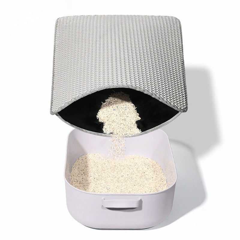 Double-layer cat litter tray mat