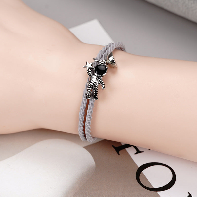 Couple Magnetic Astronaut Charm Elastic Bracelet Set Gift