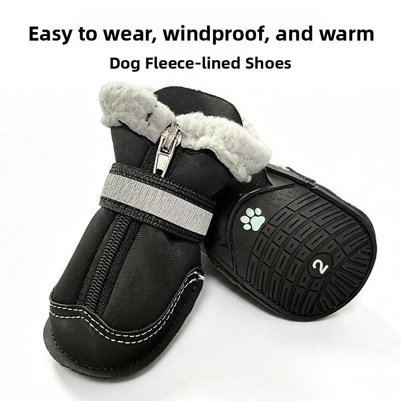 Winter Velvet Dog Shoes Reflective Non-Slip