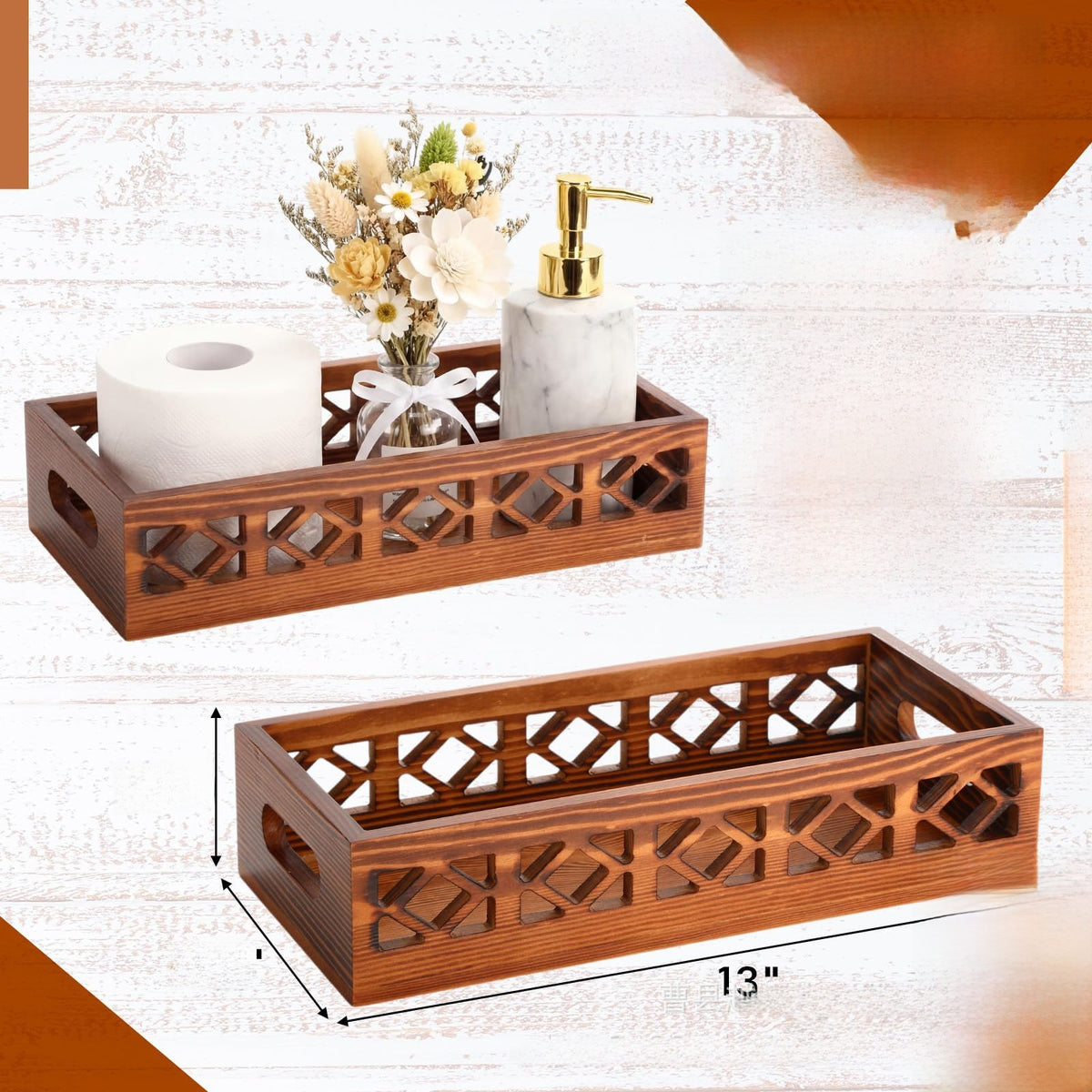 Wooden Hollow Tissue Box Cosmetic Storage Box