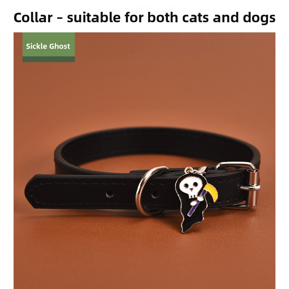 Halloween Pumpkin Lantern Pu Leather Dog Collar
