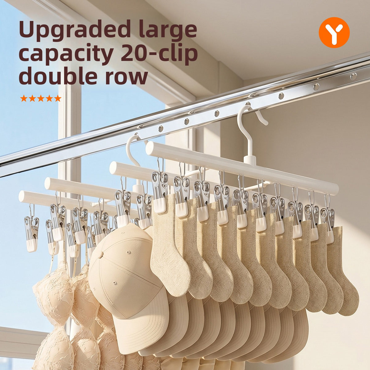 Double-row multi-clip sock drying rack