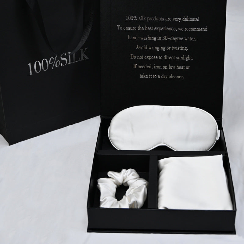 Silk pillowcase, eye mask, hair band